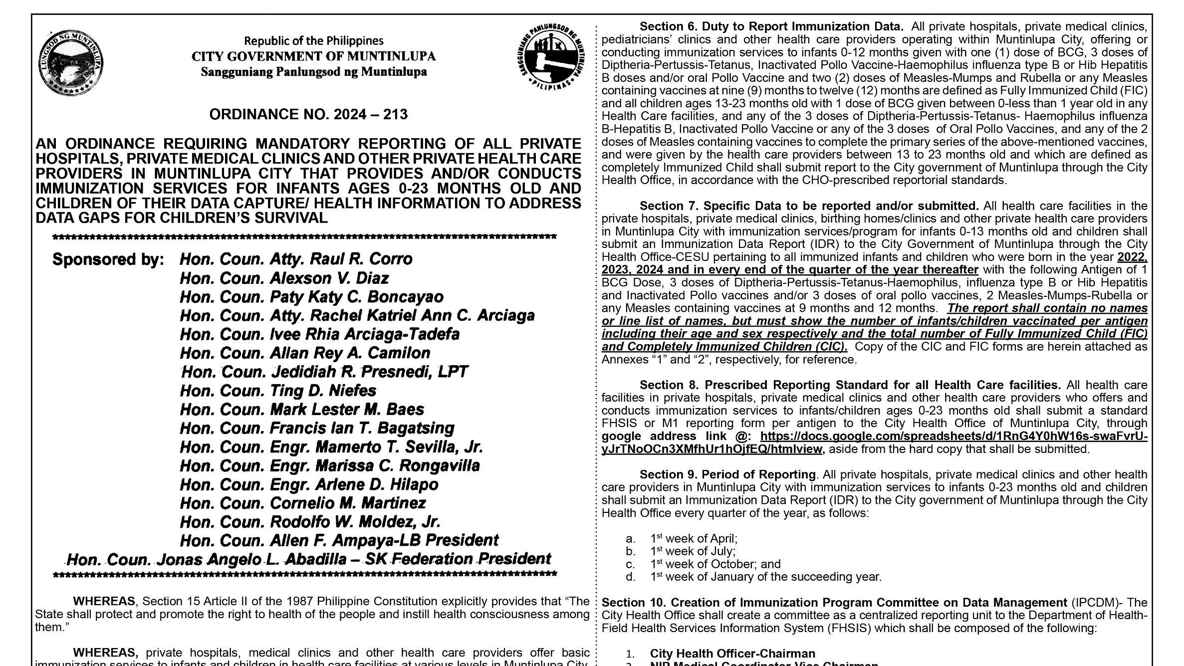 Muntinlupa Ordinance No. 2024-213